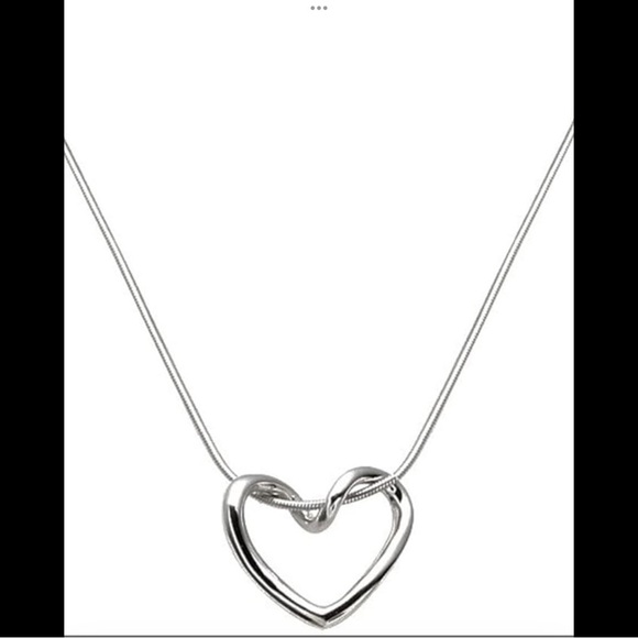 White Gold Plated Heart Necklace - Picture 5 of 12